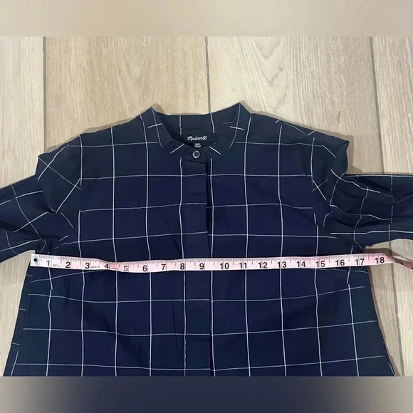 Madewell Bell-Sleeved Buttondown Shirt in Windowpane Navy Women’s XXS - Picture 8 of 8